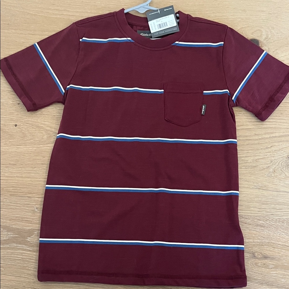 Eddie Bauer Kids Maroon Striped Tee